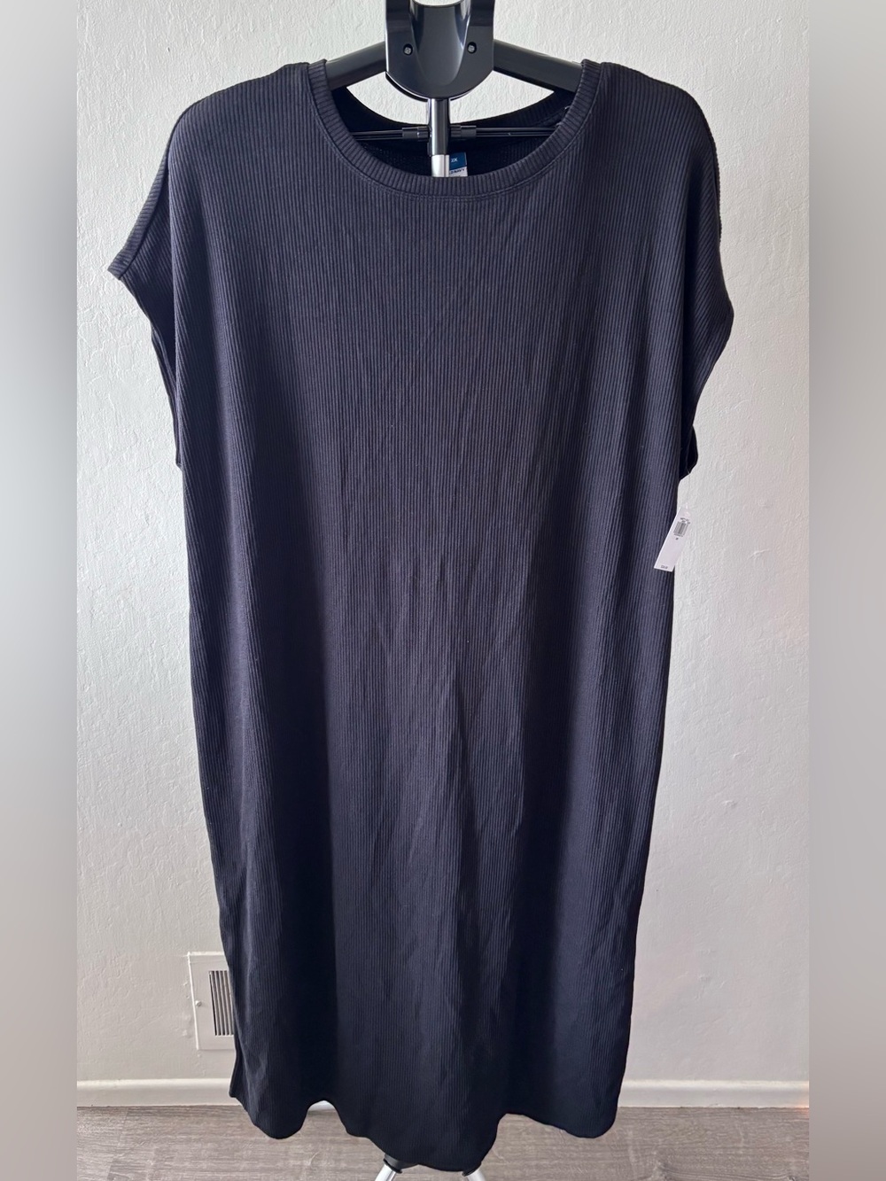 Classic Black Ribbed Shift Dress - Comfortable Everyday Style